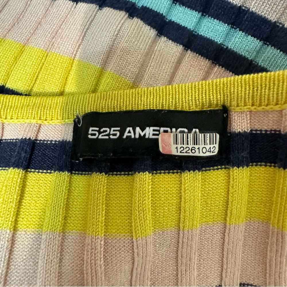 525 America Pink Snap Rib Dress Midi Yellow Size Medium - Picture 6 of 8